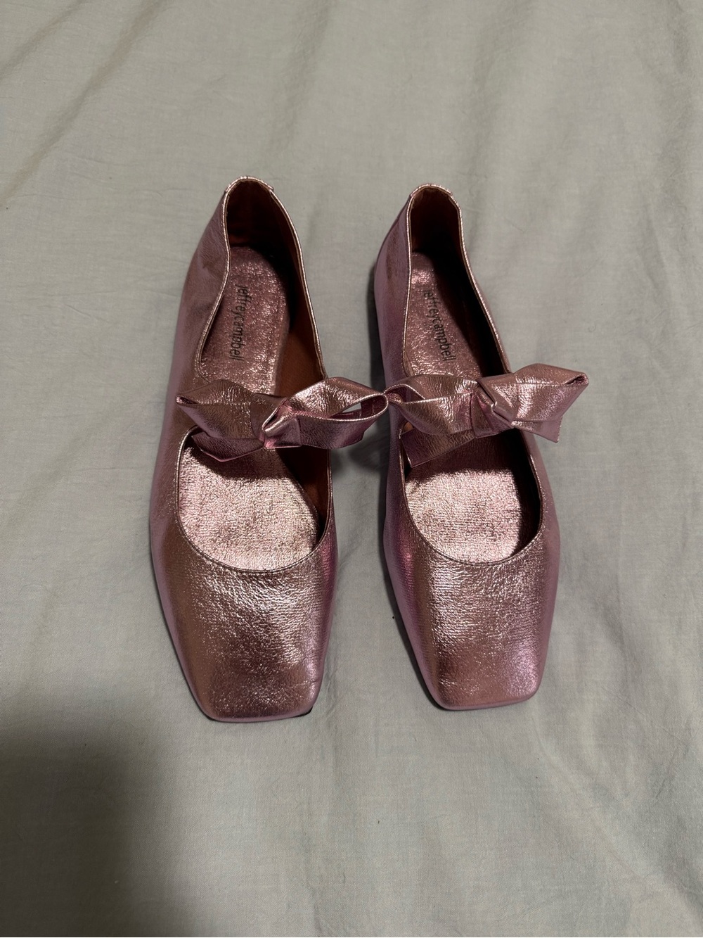 Jeffery Campbell Amit Metallic Pink Mary Jane Ballet Flats with Bow - Picture 2 of 5